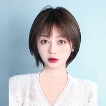Wig Women's Short Hair Real Hair Full Human Hair Summer Natural Simulation Age-Reducing Japanese Collarbone Hairstyle Full Head Wig Sheath