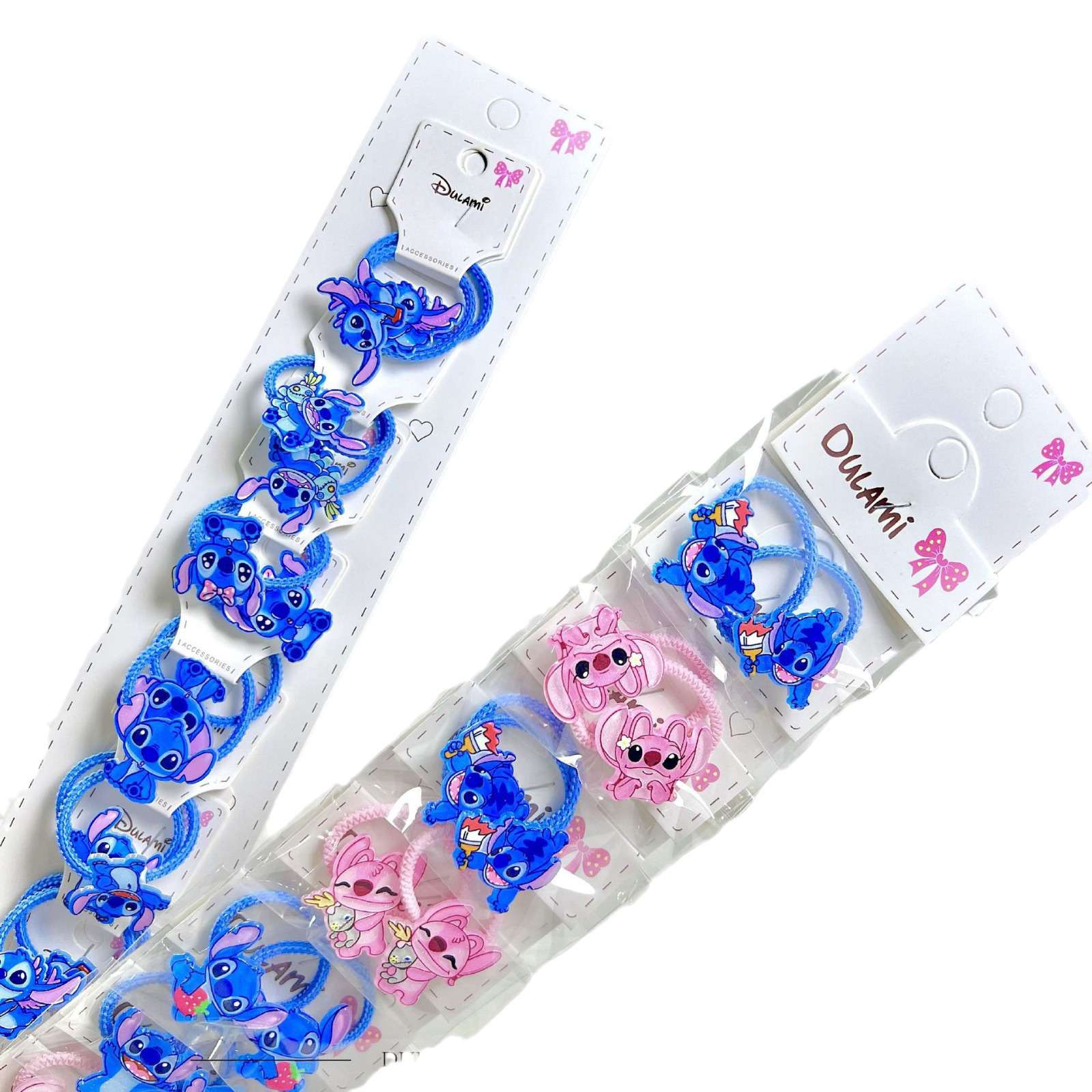 c史迪仔儿童头绳发饰卡通儿童发夹批货高弹力儿童成对皮筋小对夹 白底实物图