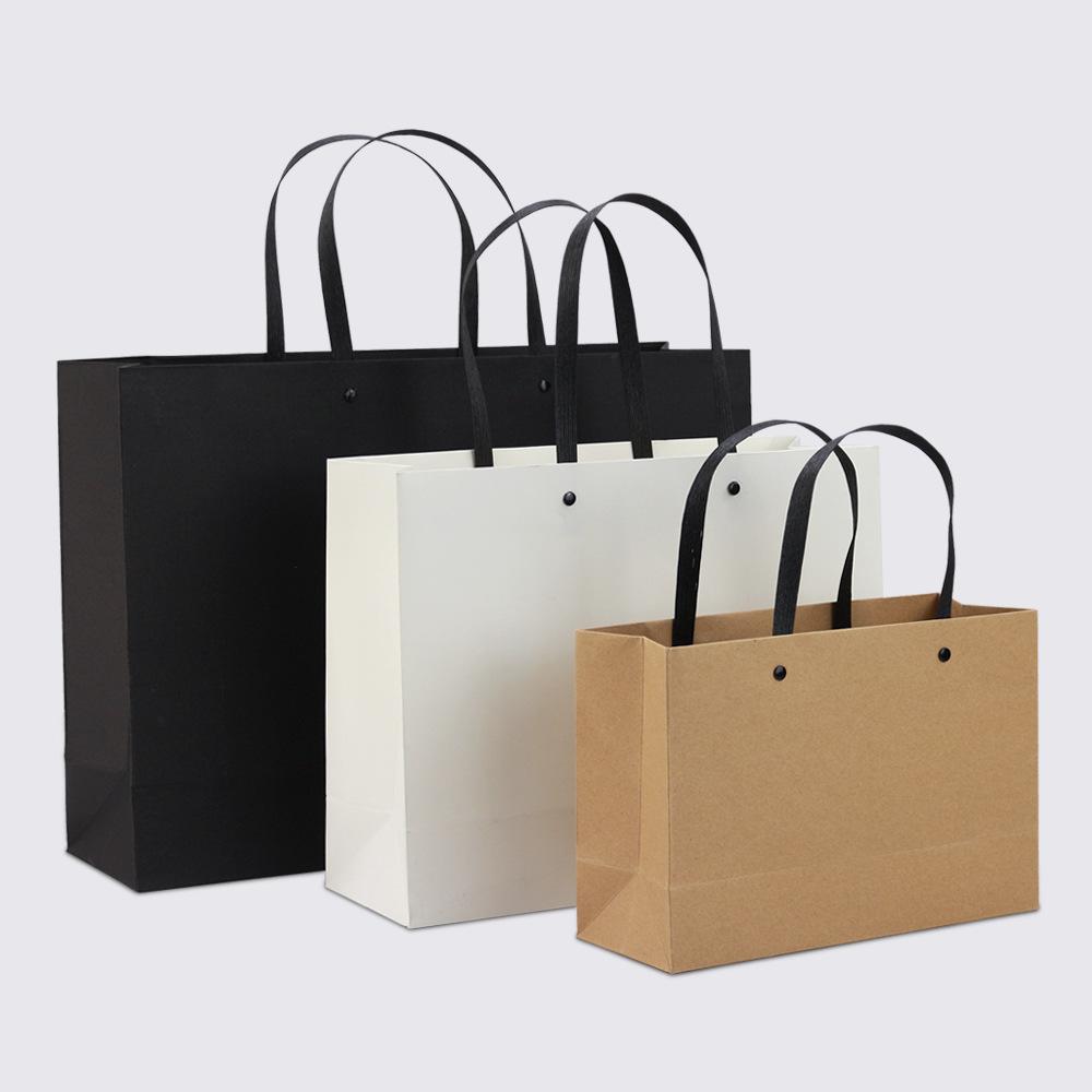 Kraft Rivet Paper Bag Cloth Bag Handbag Solid Color Gift Shopping Bag Ivory Board Bag Corporate Culture Gift Bag