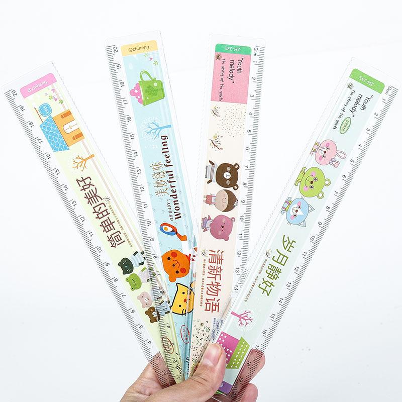 cartoon transparent ruler stationery for pupils child drawing 20cm creative long ruler school supplies wholesale