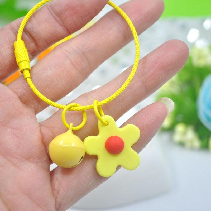 colorful steel traveller flowers bell key buckle diy accessories schoolbag decorative pendant key chain