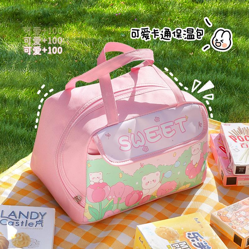 2024 school season portable insulated bag office worker student portable lunch bag bag picnic lunch box buggy bag