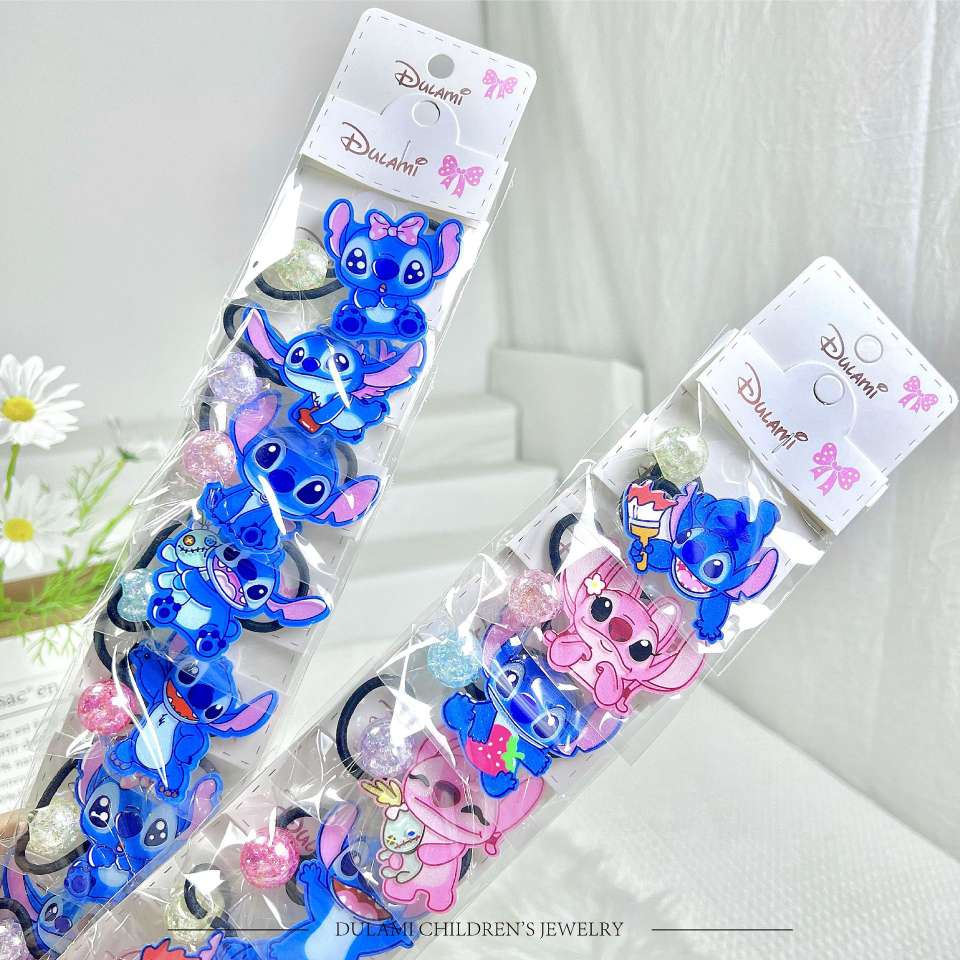 c史迪仔儿童头绳发饰卡通儿童发夹批货高弹力儿童成对皮筋小对夹 细节图