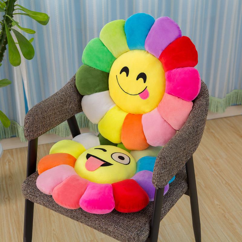 tiktok same style colorful sun flower petal plush toy stall cushion doll qq expression lumbar support pillow doll pillow
