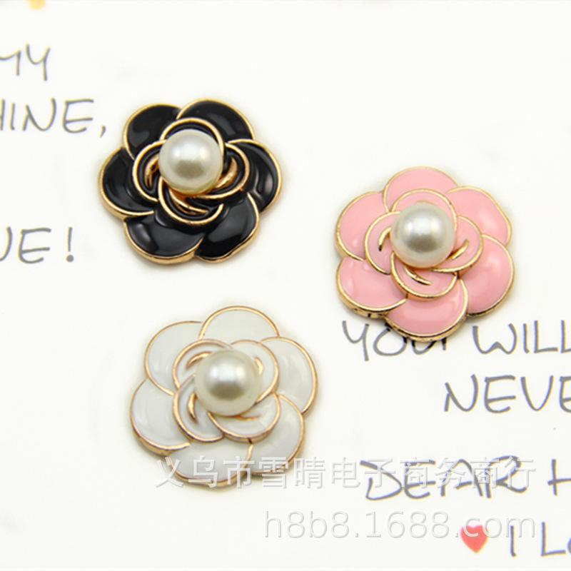 mobile phone beauty pearl camellia hair accessories flower plate buckle mobile phone diy jewelry accessories alloy accessories wholesale