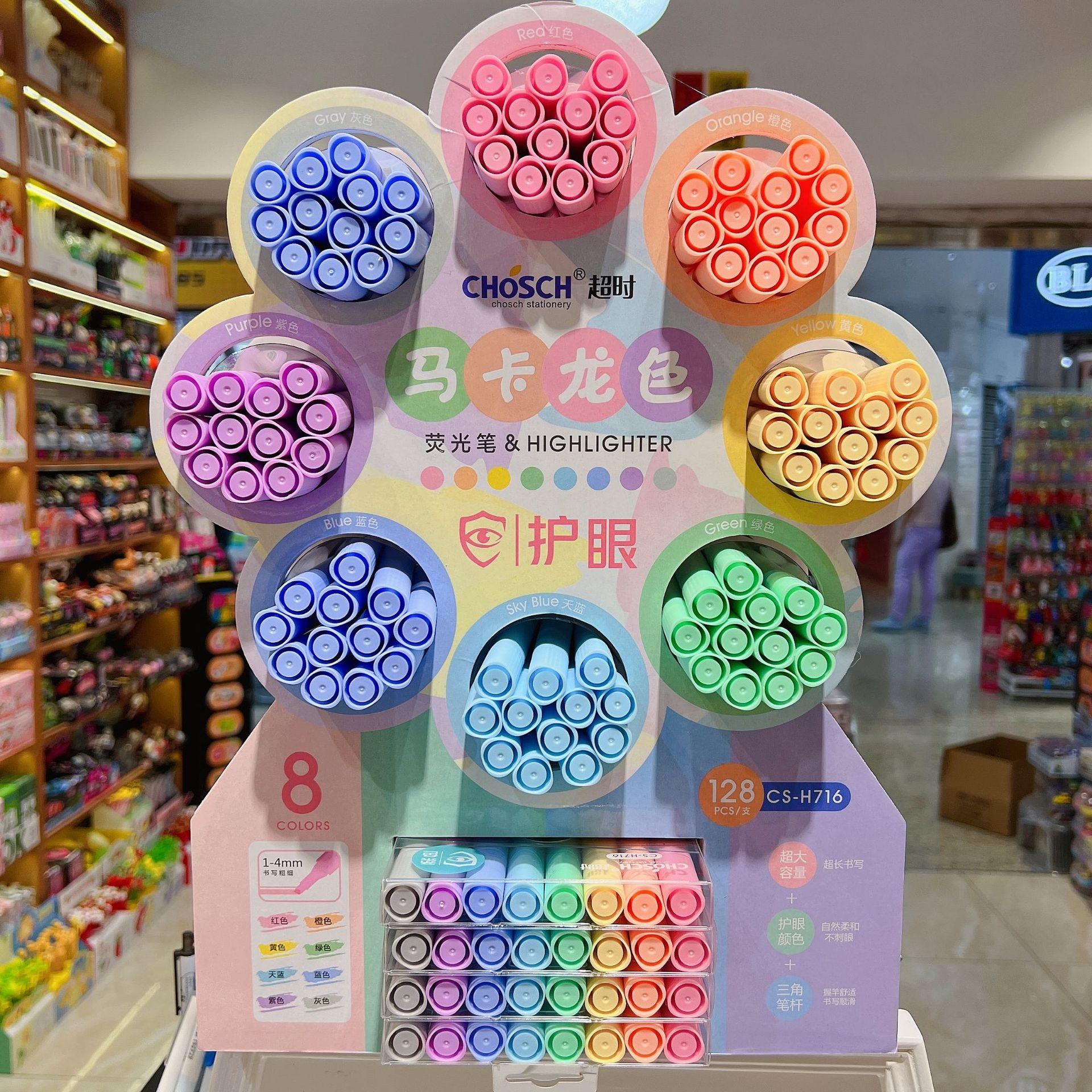 new macaron color eye protection highlighter for students stationery hand account key mark graffiti mark with display rack