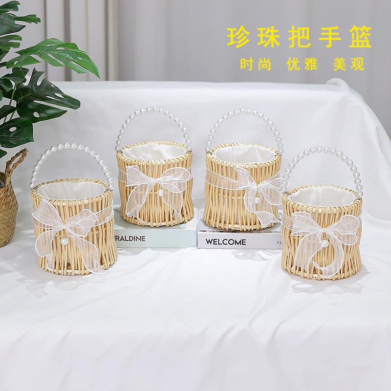 pearl hand flower basket wedding gift for bridesmaid wedding gift box girlfriends souvenirs children gift small basket