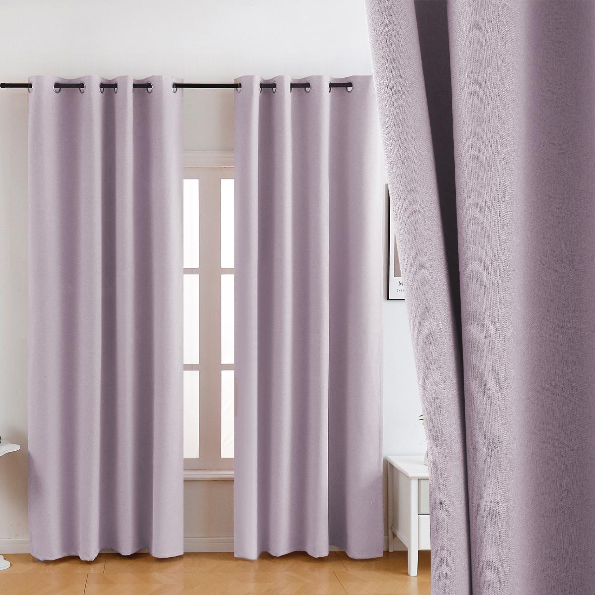 cross-border hemp curtain pure color curtain household hotel ready-made curtain export wholesale
