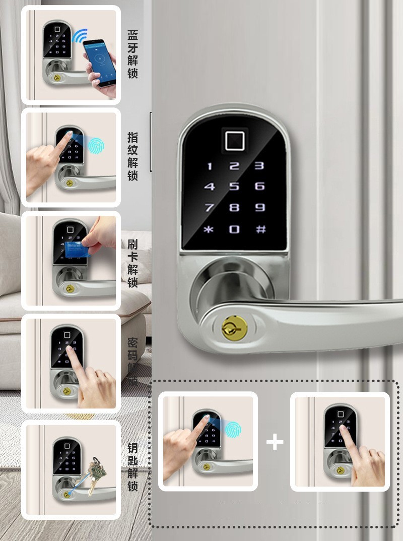 全自动刷卡门锁APP远程操控通通锁公寓智能指纹锁家用防盗电子锁详情2