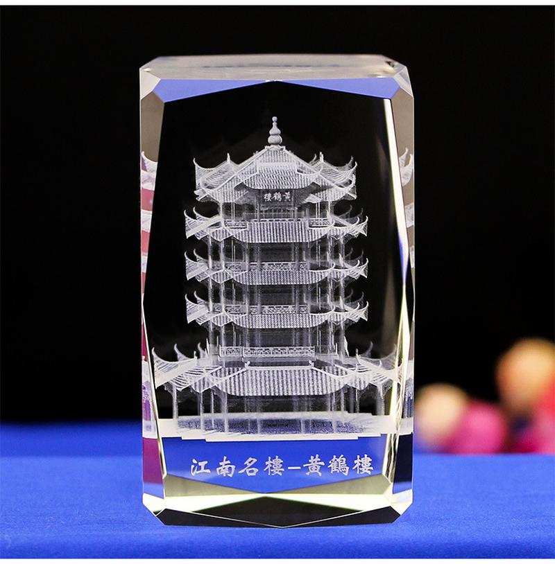 factory 3d laser engraving crystal crafts yellow crane tower yueyang tower tengwangge simulation model scenic spot souvenir