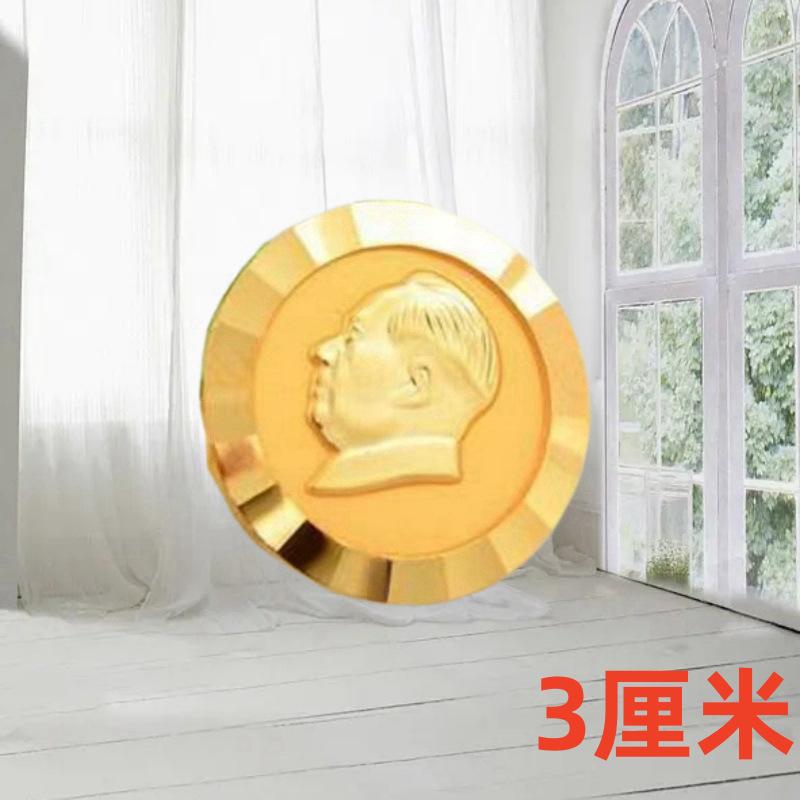gold plated badge chairman great man head copper brooch butterfly clasp pin collectibles souvenir badge