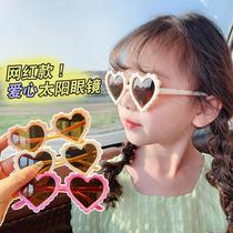Children's Sunglasses Heart-Shaped Sunglasses Baby Sun Shade UV Protection Girl Summer Sun Protection Glasses Tide Toy Glasses
