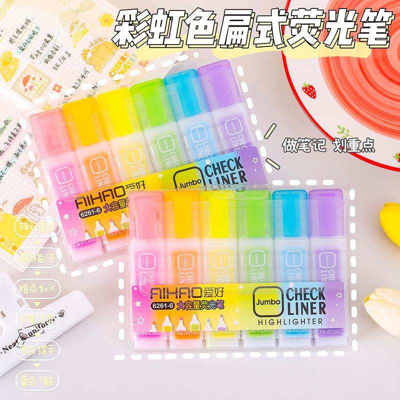 hobby stationery 6 pack highlighter student school supplies classroom marking key large capacity marker wholesale