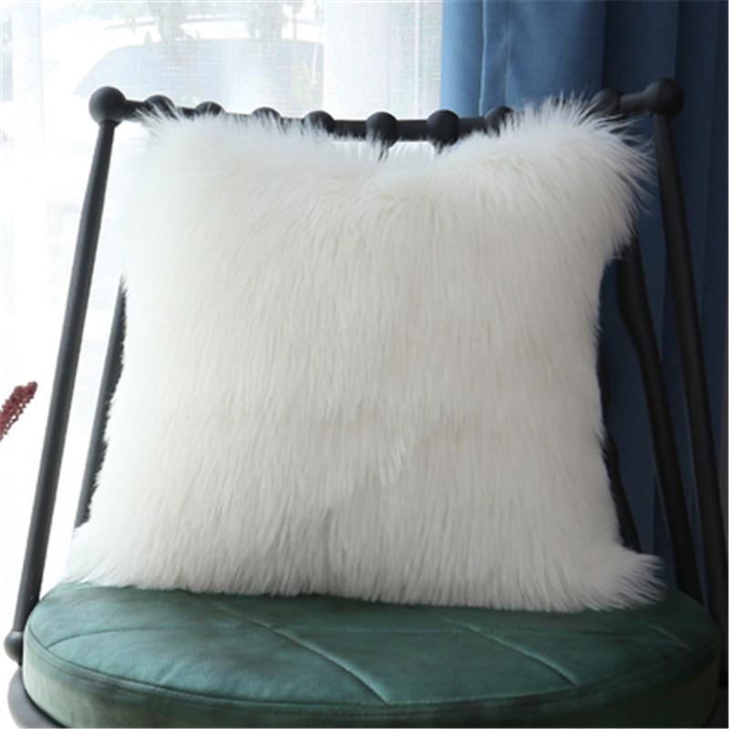 european-style wool-like plush pillow cover wool cushion cute sofa bedside wool cushion