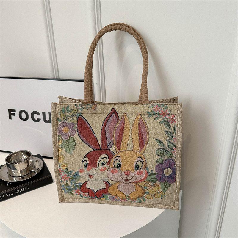 Canvas Bag Women's Handbag 2024 New Large Capacity Burlap Handbag Women's Ins Work Commuter Tote