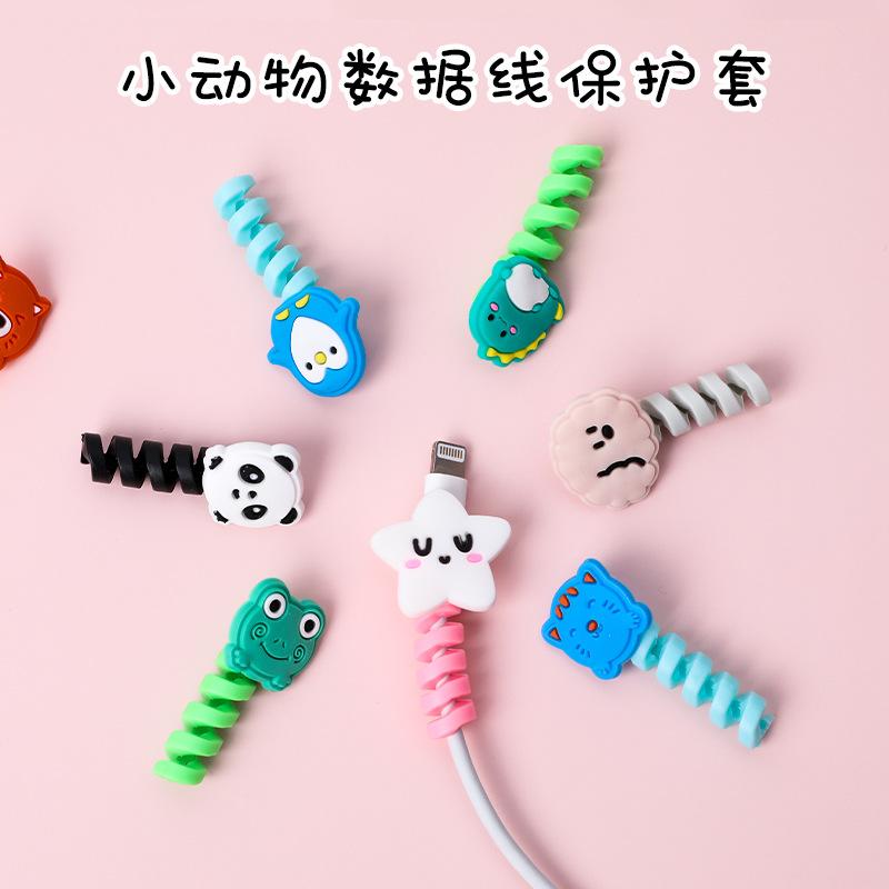 cartoon animal cable winder headset cable container mobile phone usb cable protection sleeve silicone cord manager anti-break