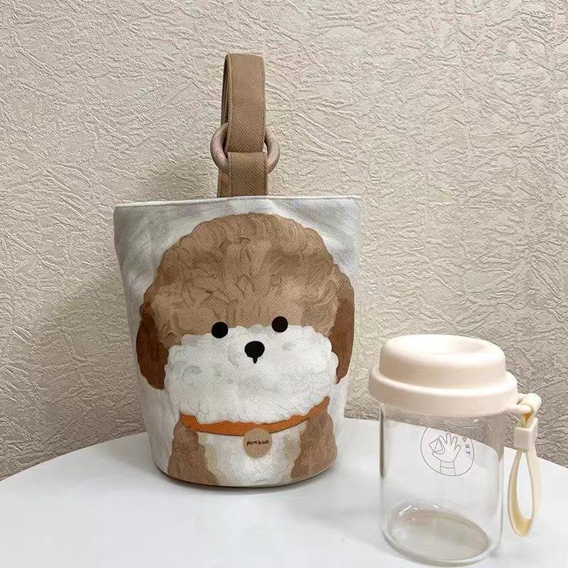 office worker portable handbag canvas bucket bag cute bucket hand carry lunch bag mom outing handbag