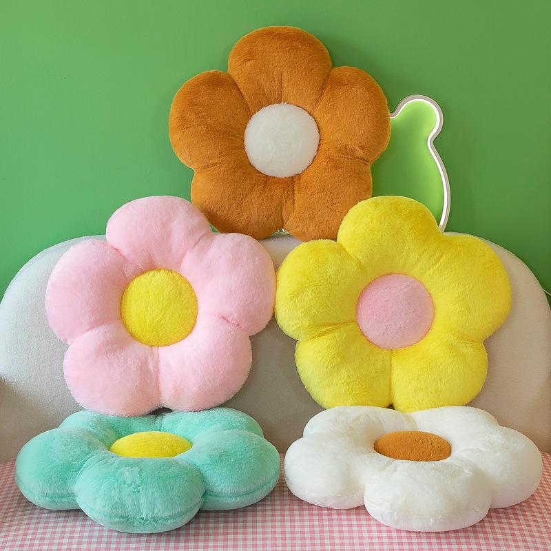 Cross-Border Rabbit Fur Flower Cushion Plush Toy Office Sofas Chair Cushion Petal Futon SUNFLOWER Pillow