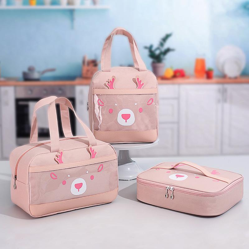 new cartoon hand carry lunch bag packing with rice student lunch box bag oxford cloth thermal insulated lunch bag factory wholesale