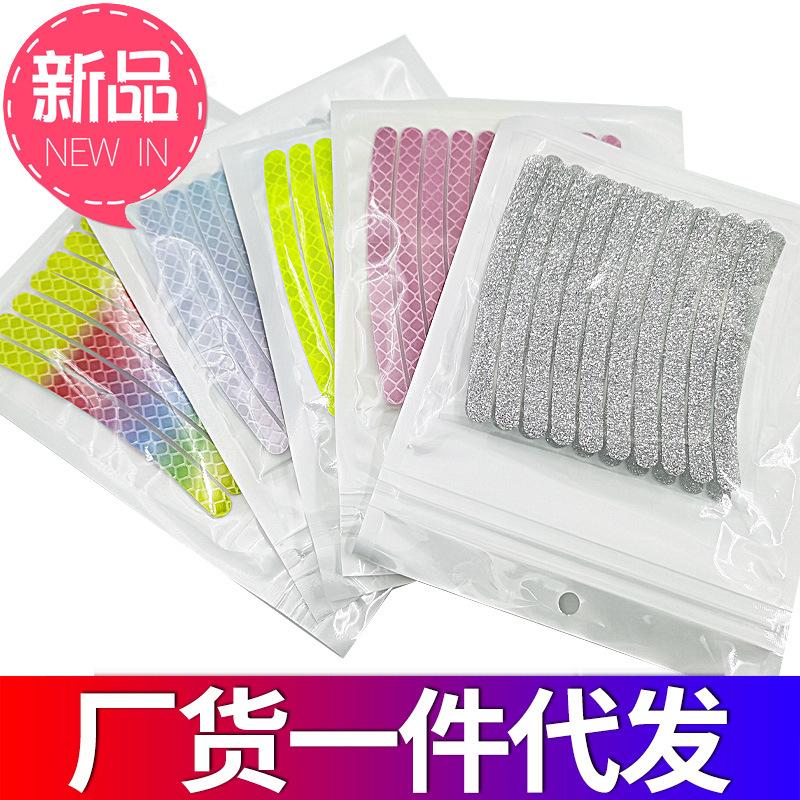 car wheel stickers reflective luminous warning label motorcycle bicycle bike tire wheel decoration reflective stripe cross-border