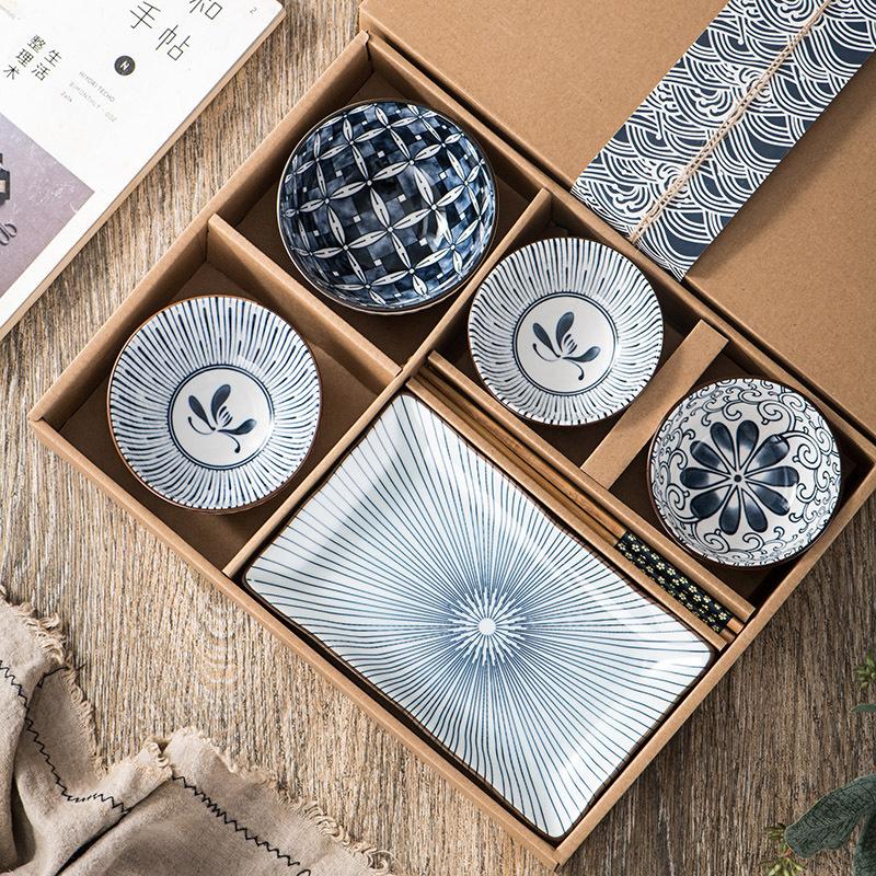 japanese style ceramic bowl souvenirs ceramic bowl set gift box blue and white porcelain bowl tableware give as gifts