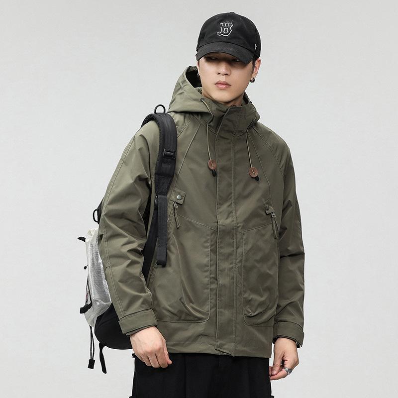 hooded jacket jacket coat men's outdoor waterproof windbreaker spring and autumn 2024 new fashion brand workwear motorcycle clothing