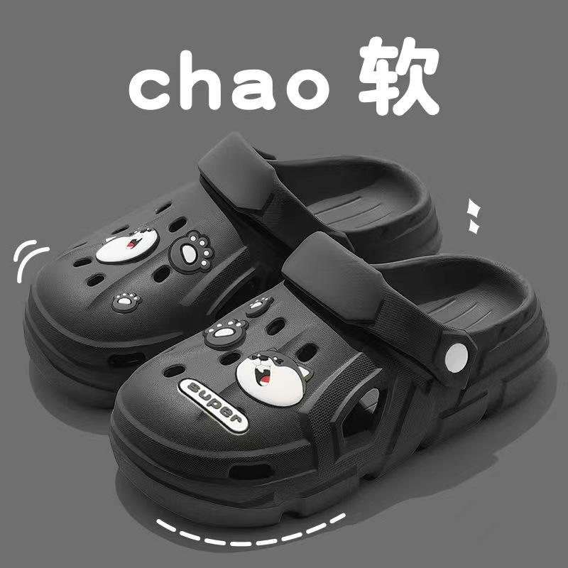 hole shoes men's 2024 summer beach shoes lightweight non-slip poop feeling outdoor sports office closed-toe slippers