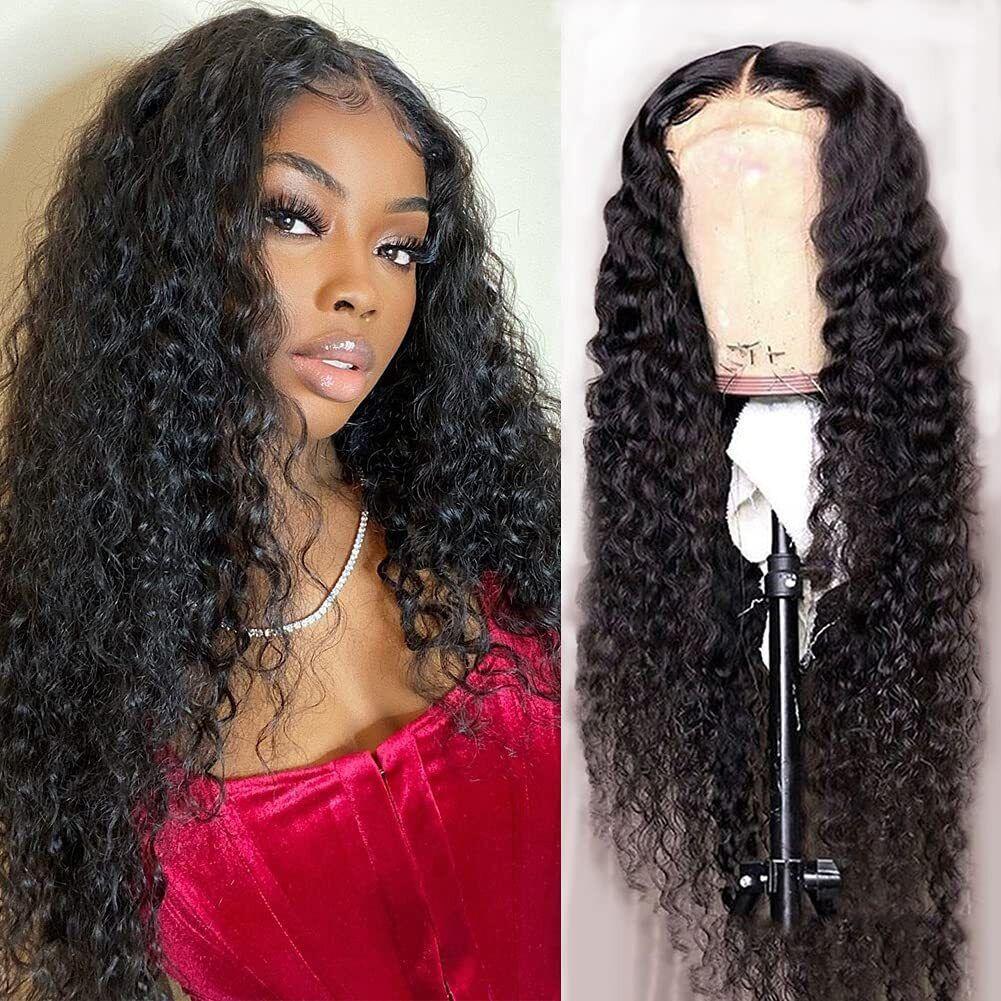 13*4 Front Lace Human Hair Wig European and American Style Wig Water Wave Lace Frontal Wig