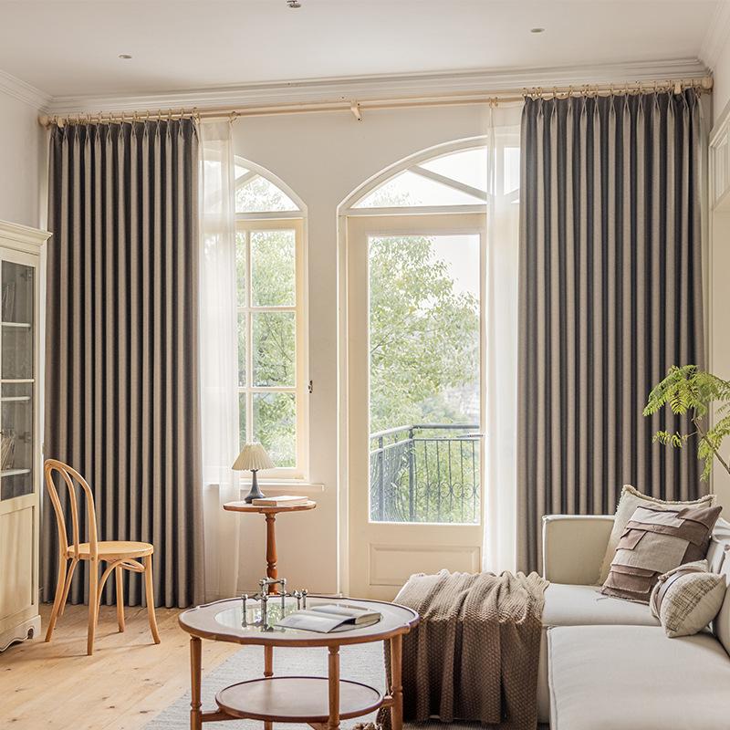 living room bedroom full shading curtain material light luxury modern pure color curtain ready-made curtain curtain
