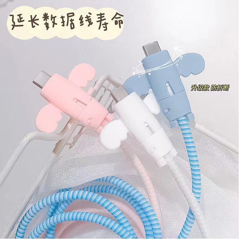 little angel usb cable protection sleeve anti-break charging cable protective cover mobile phone wire connector charging protective cover student