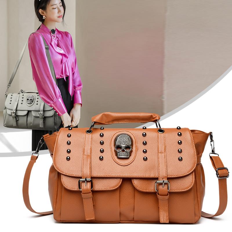 european and american retro rivet skeleton bag 2024 spring personalized women's bag crossbody handbag shoulder bag casual bag