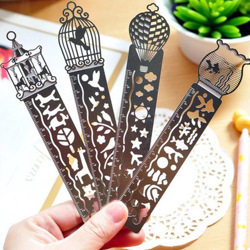 simple hollow delicate metal bookmark with scale ruler creative multifunctional exquisite painting icon model ruler