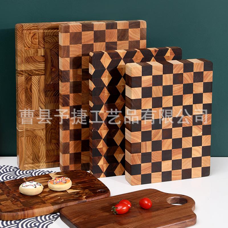 thailand acacia mangium chessboard grid chopping board household cutting board solid wood and thickened chopping board kitchen fruit chopping board