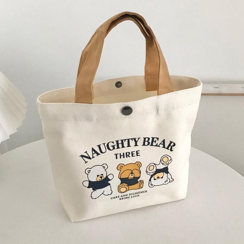 New Bear Canvas Bag Portable Canvas Bag Gift Bag Small Work Trumpeter Portable Lunch Bag Handbag