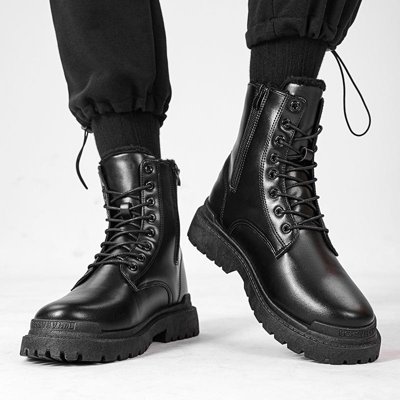 chelsea martin boots men's 2023 new worker boot non-slip waterproof cotton boots mid-calf british leather shoes motorcycle boots men's