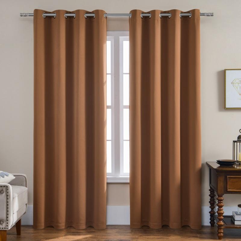 foreign trade pure color curtain bedroom balcony full shading ready-made curtain curtain