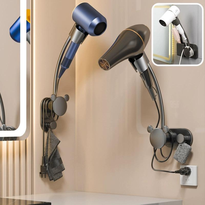 hand-free hair dryer rack lazy bracket free hands wall hanging bathroom storage bathroom hair dryer shelf