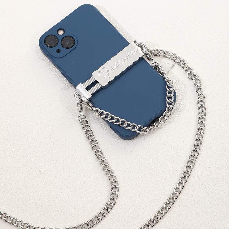 metal phone holder cross-body lanyard portable chain back splint high sense mobile phone charm phone case neck hanging chain men and women