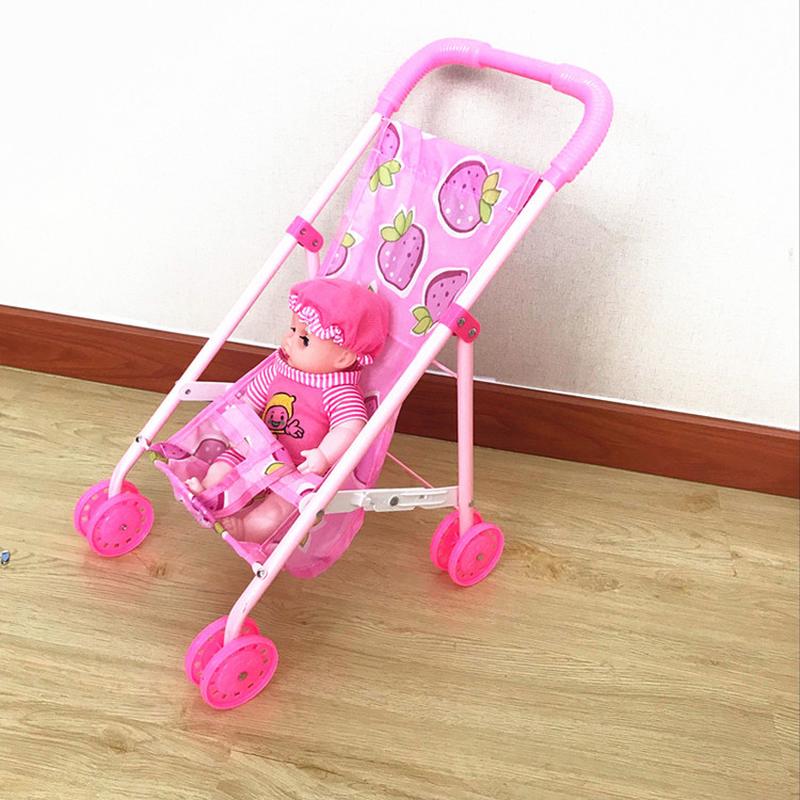 children's stroller toy girl baby play house trolley with doll girl half lying set trolley