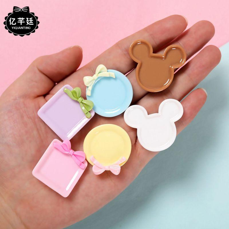 diy play house candy toy cartoon tableware food tray miniature decoration macaron color mini small plate model material