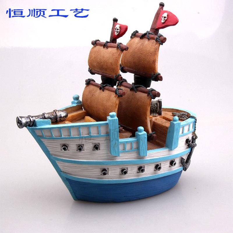 resin boat mediterranean resin craft ornament mediterranean tourist souvenir resin sailboat 18cm