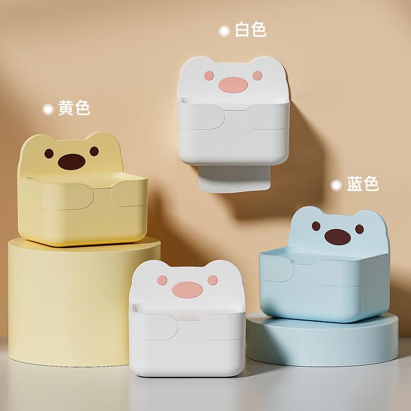 Cartoon Tissue Box Light Luxury Toilet Paper Box Wall-Mounted Waterproof Punch-Free Toilet Paper Extraction Box Toilet Roll Stand