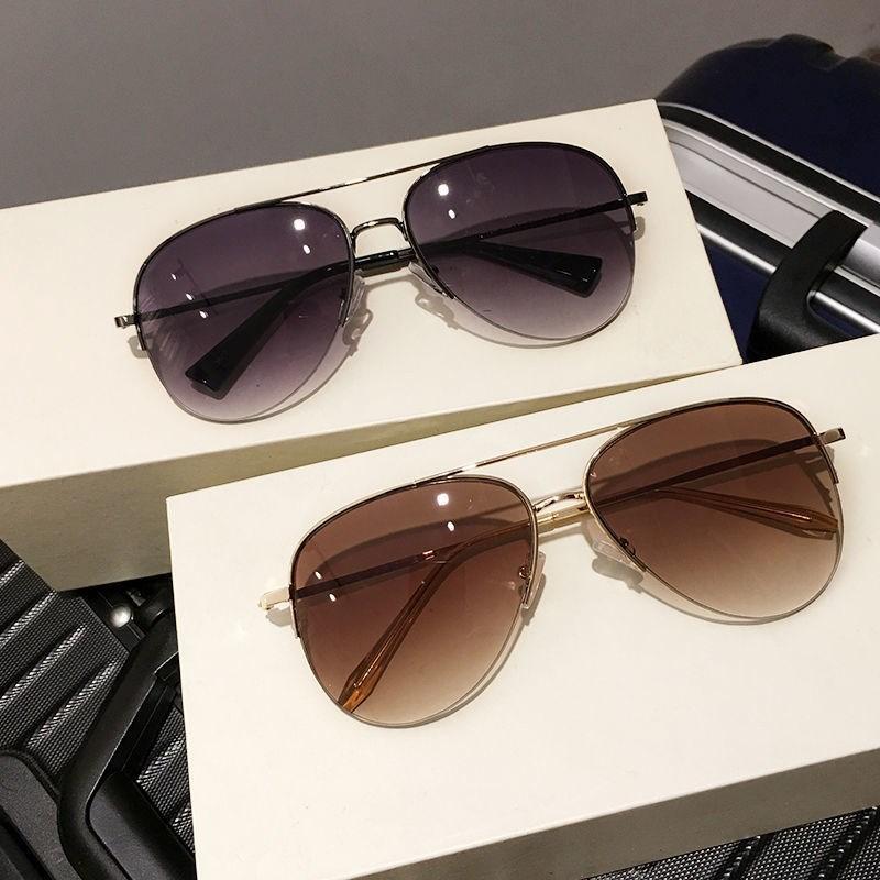 brown sunglasses men's high-grade polarized sunglasses for driving large frame aviator sunglasses big face sun-shade glasses women