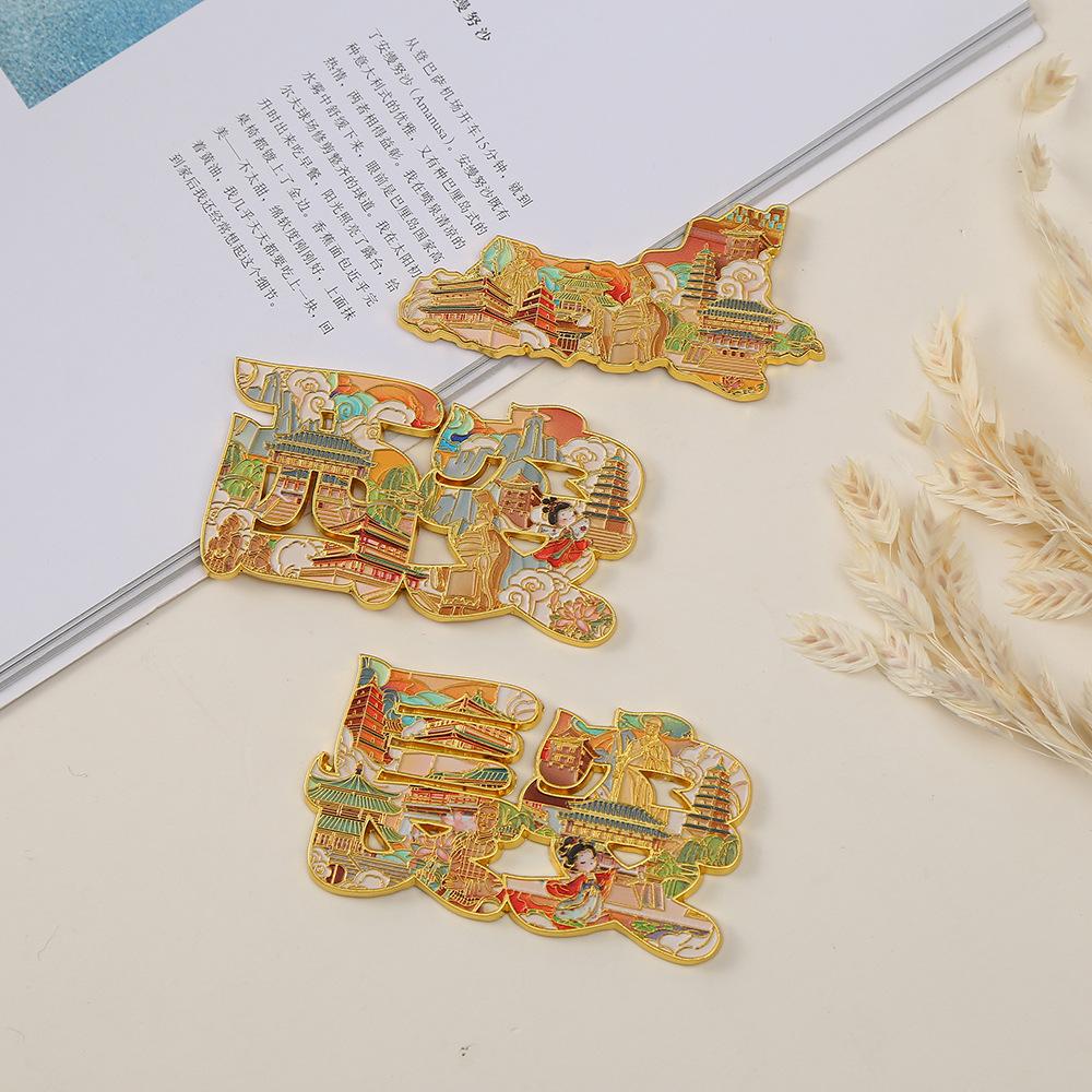 creative chinese style tourist souvenir cultural creative chang'an xi'an refridgerator magnets hollow magnetic suction refridgerator magnets wholesale