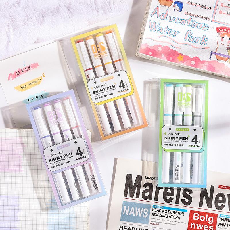glitter soft highlighter star star star shining highlighter beauty eye protection hand account pen color flash pen