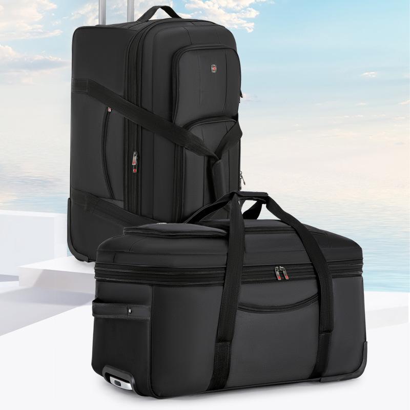 large capacity foldable soft trolley travel bag checked boarding trunk universal portable trolley bag