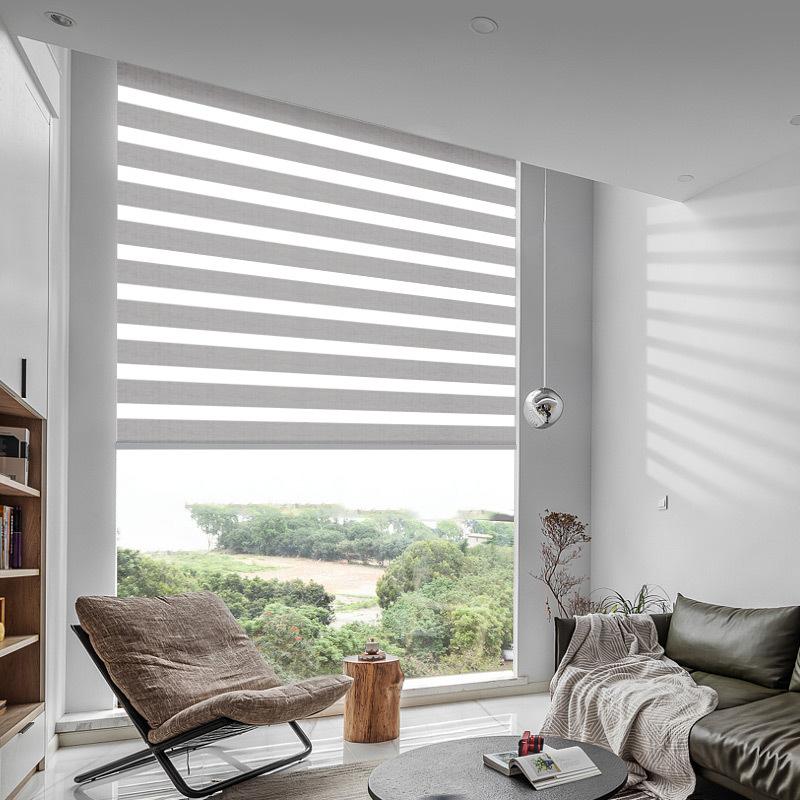 Electric Soft Gauze Curtain Louver Curtain Roller Shutter Shading Curtain Double Roller Blind Soft Gauze Curtain Tracery Half Shade Roller Shutter Curtain
