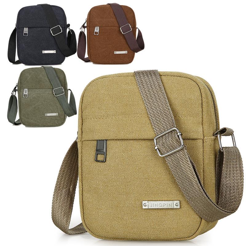 retro men's backpack 2021 new canvas shoulder messenger bag simple trendy men's canvas bag