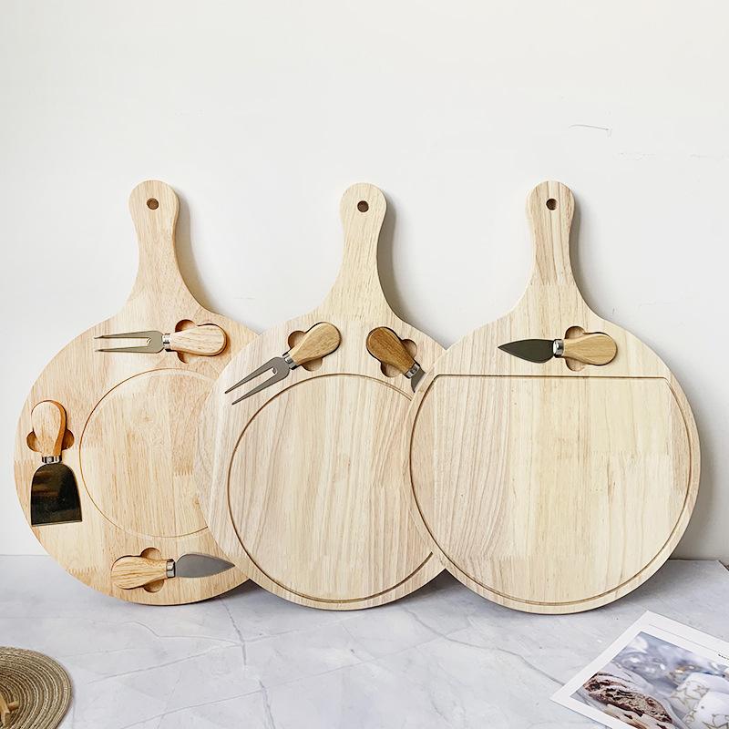 rubber wooden pizza board cheese board household creative cutting board kitchen chopping board solid wood cake plate