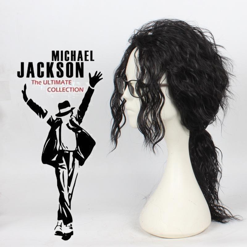 michael jackson cos wig male mj black fashion and handsome student african mid-length curly wig